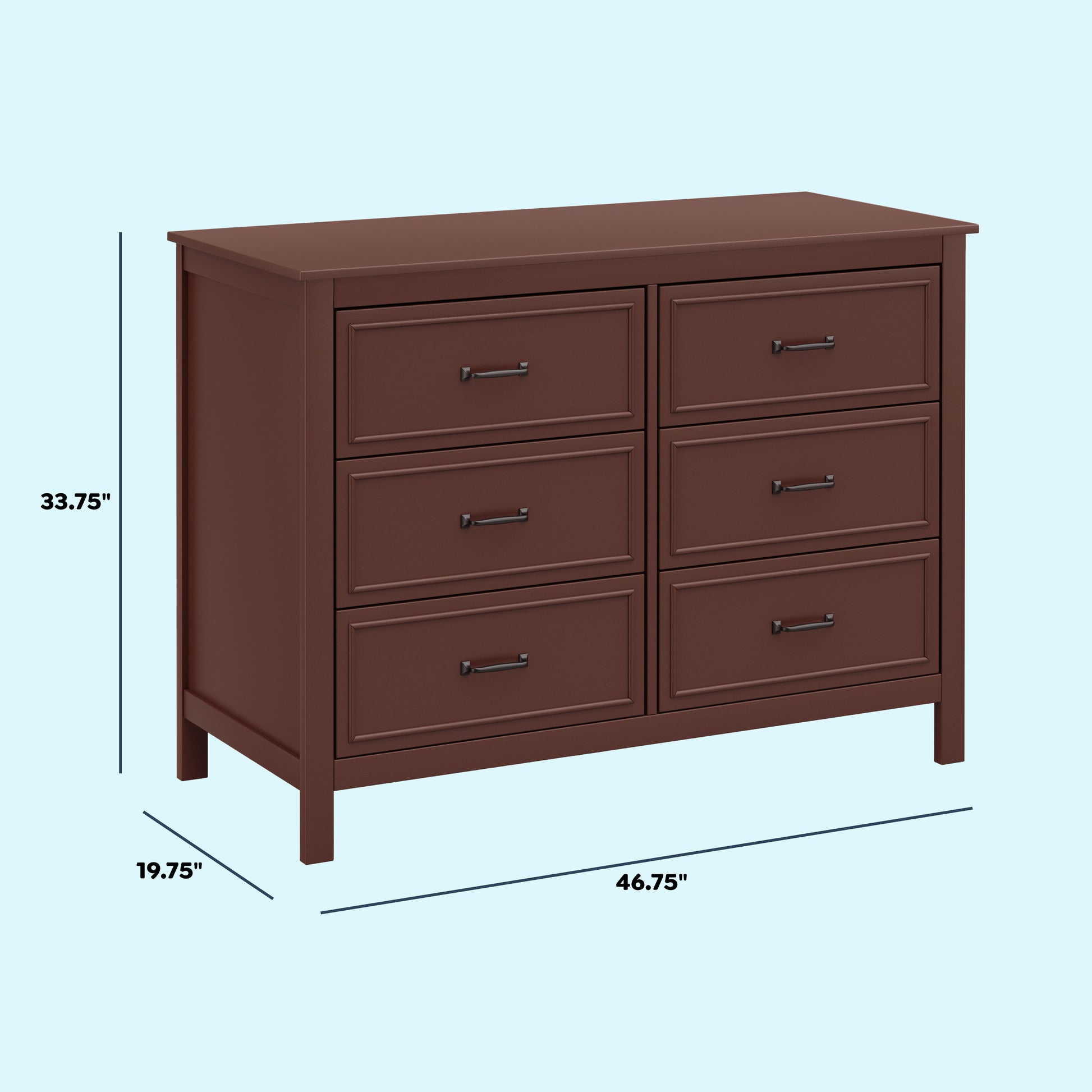 M12826CR,DaVinci,Charlie 6-Drawer Double Dresser in Crimson