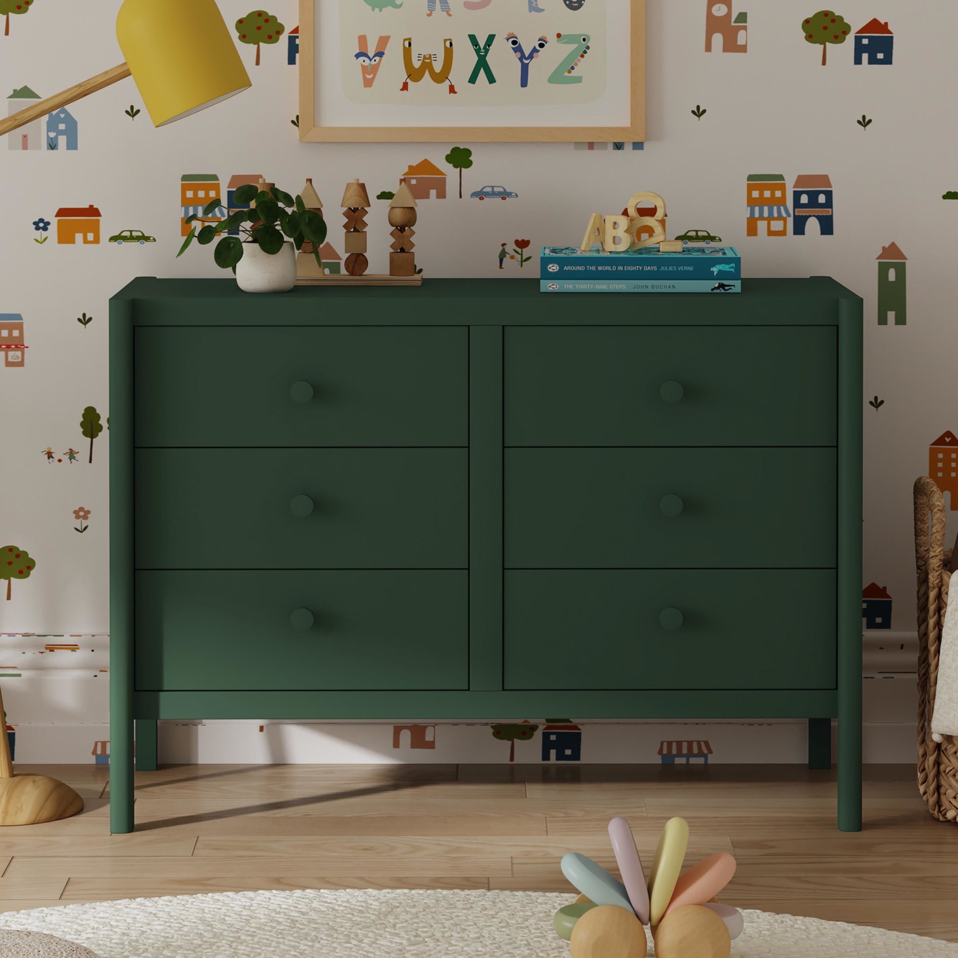 M25126FRGR,DaVinci,Birdie 6-Drawer Dresser in Forest Green
