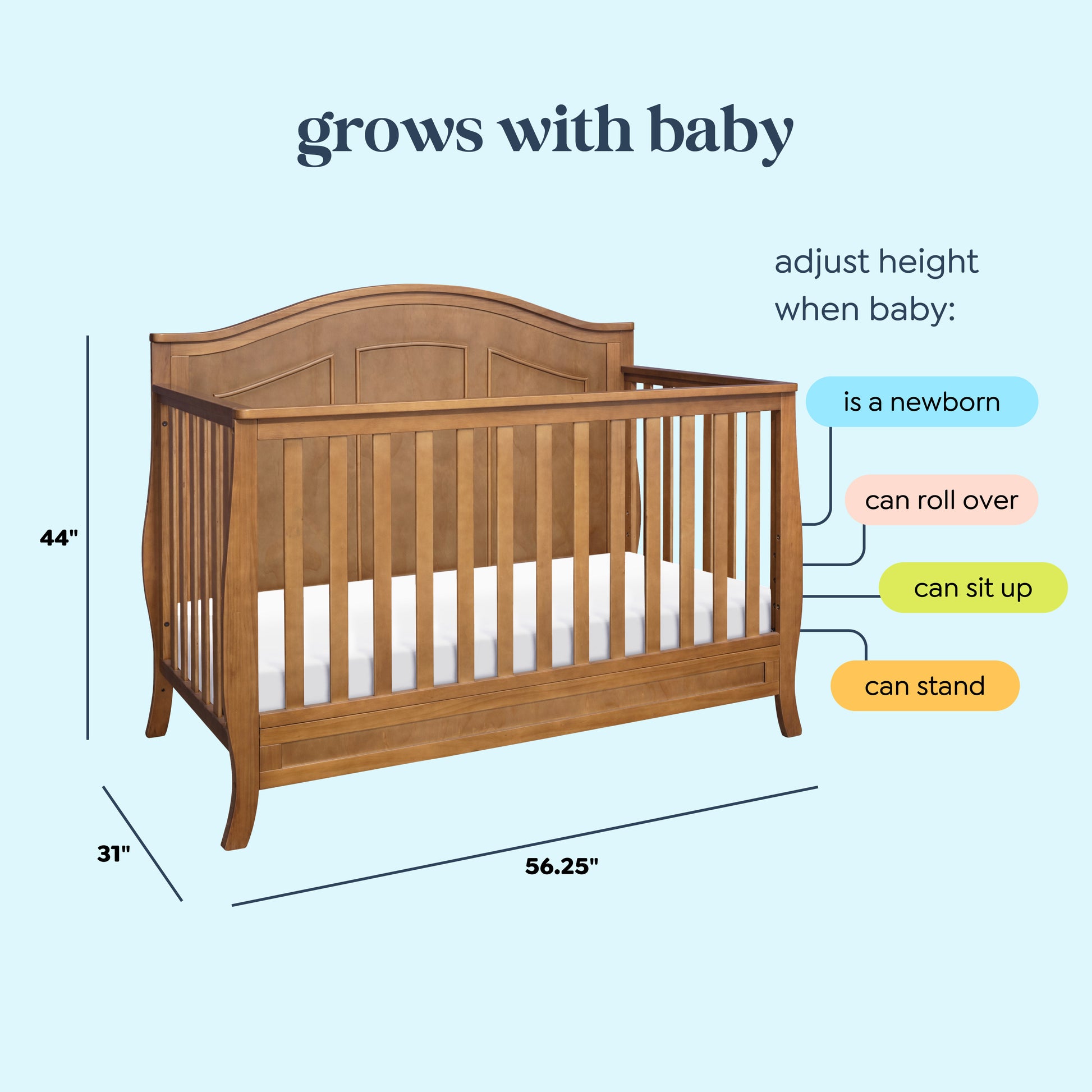 M20101CT,DaVinci,Emmett 4-in-1 Convertible Crib in Chestnut