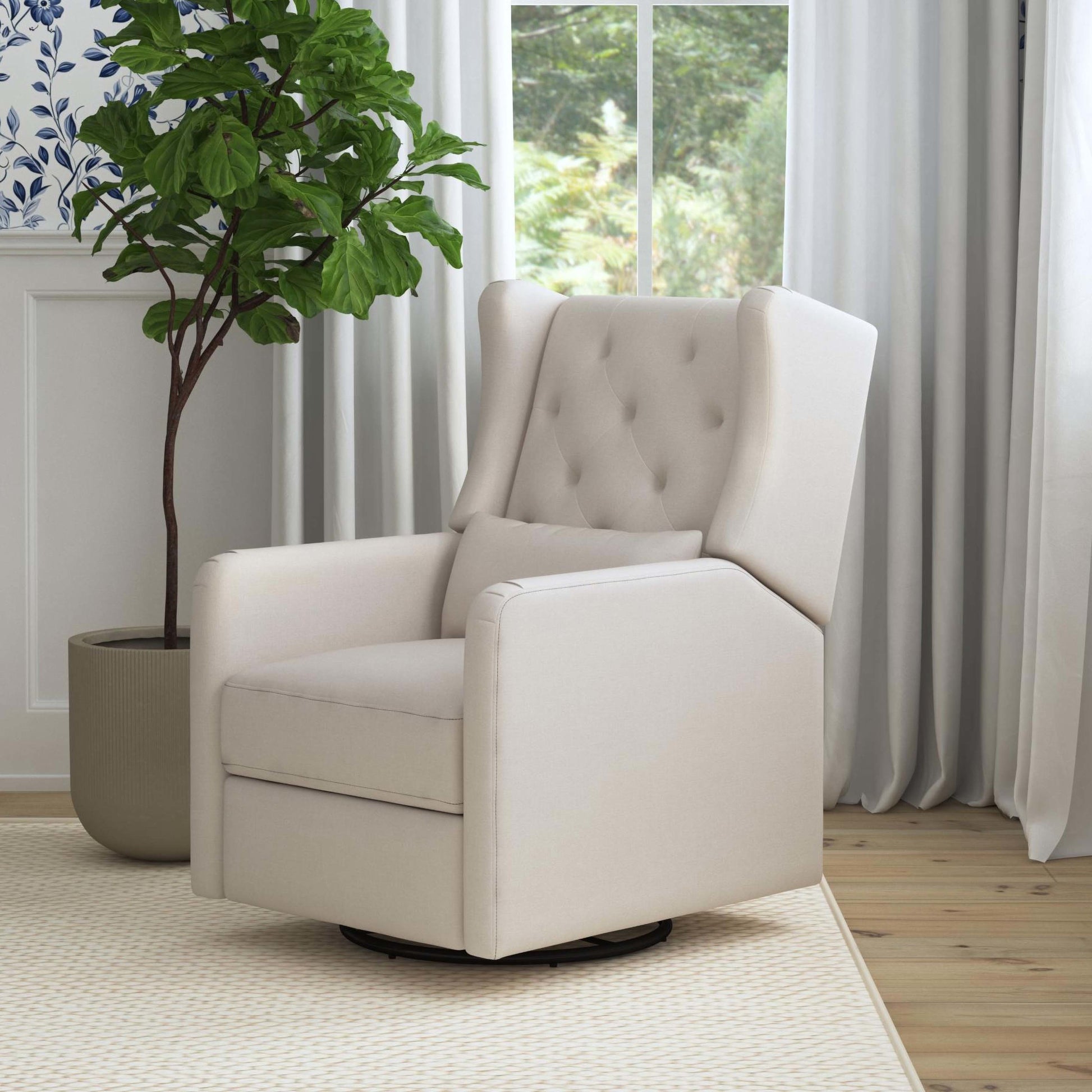 M22487PCMEW,DaVinci,Everly Recliner in Performance Cream Eco-Weave