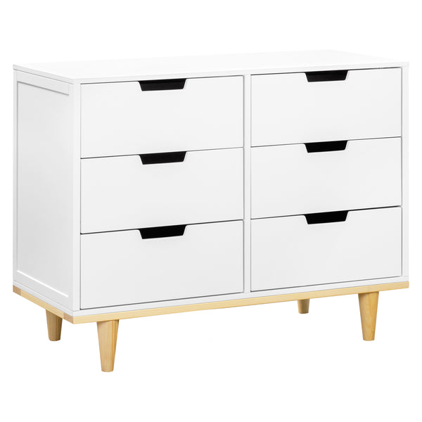 W4926WN,Marley 6-Drawer Double Dresser in White/Natural White / Natural