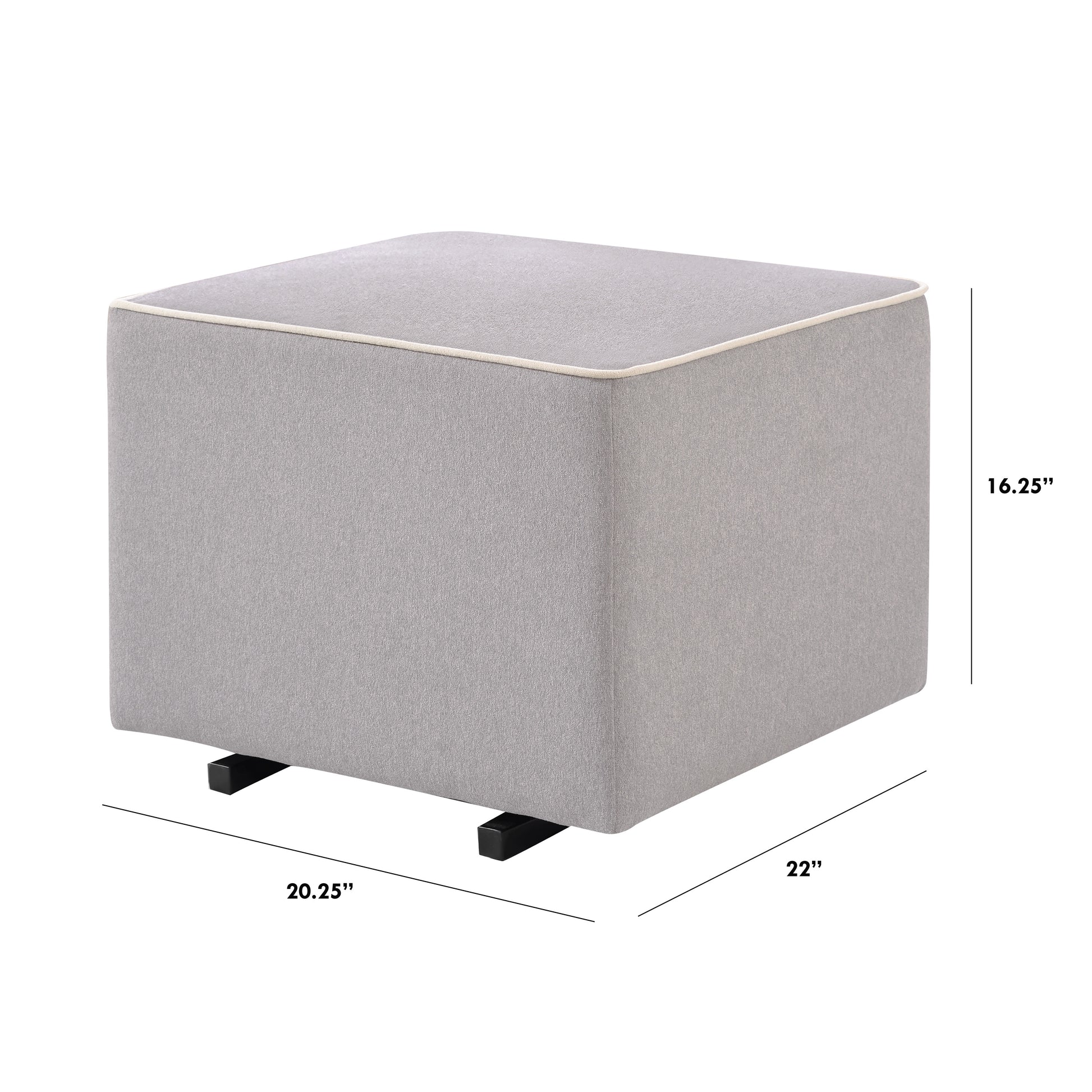 M13985GCM,DaVinci,Davinci Universal Gliding Ottoman in Grey Finish with Cream Piping