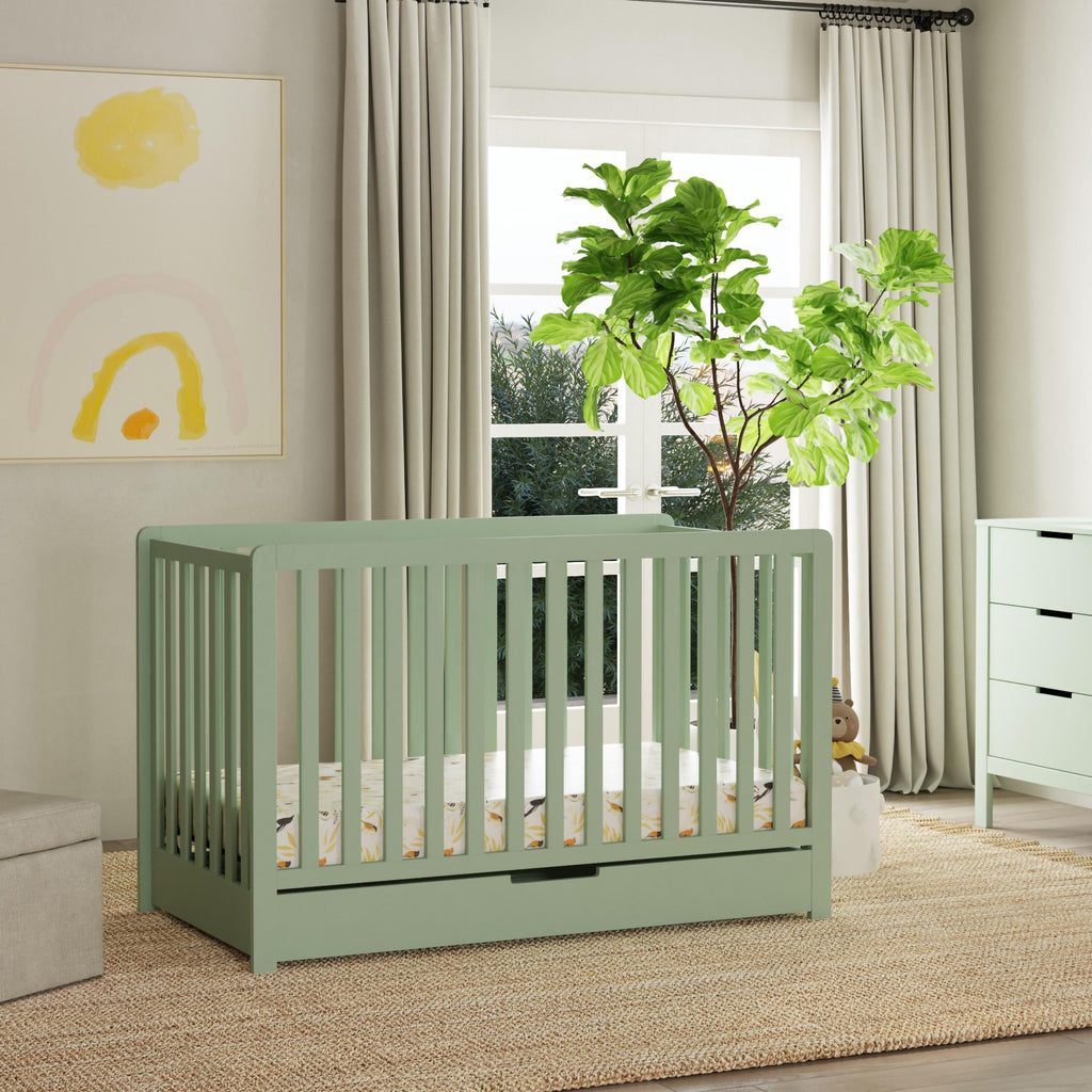 F11951LS,Colby 4-in-1 Convertible Crib w/ Trundle Drawer in Light Sage