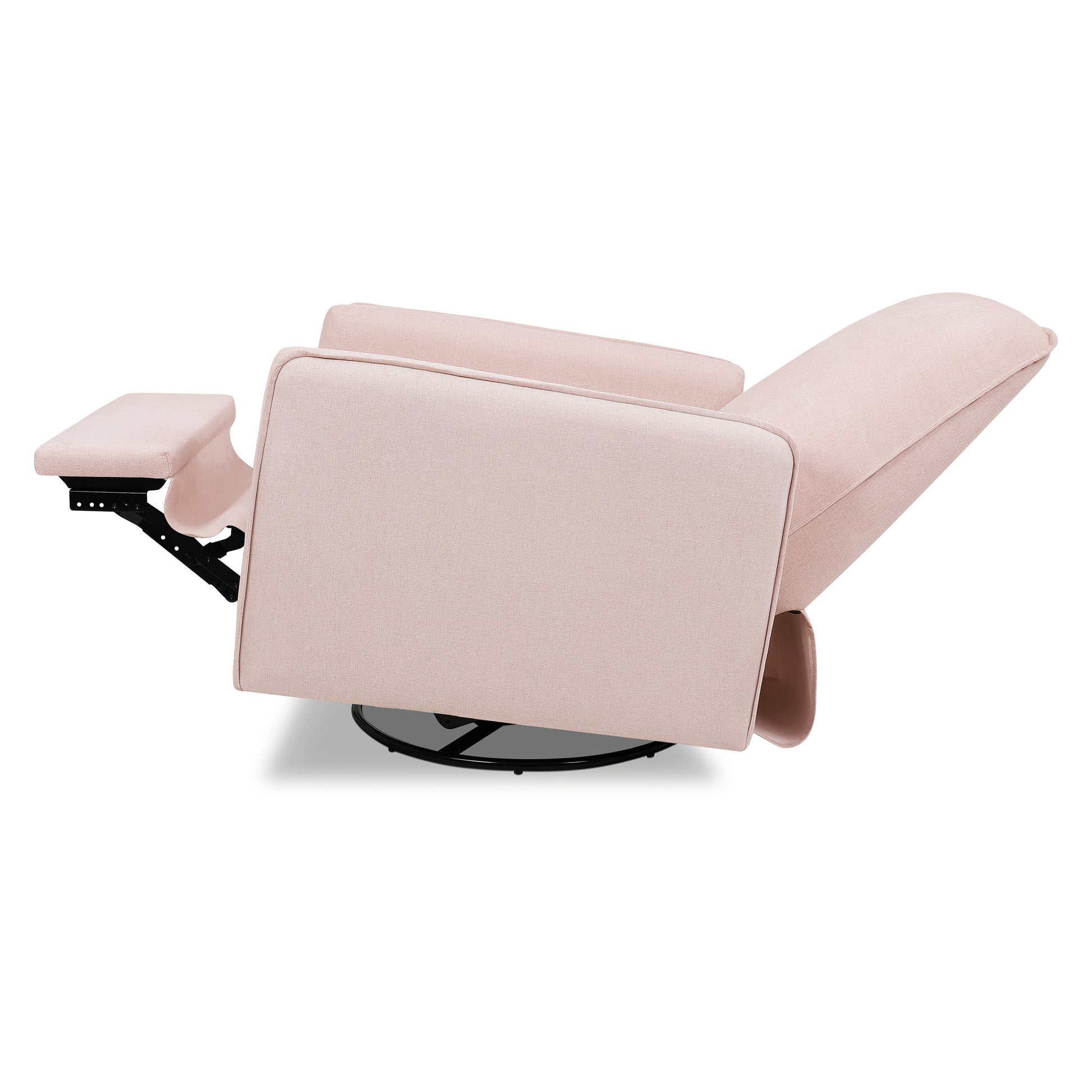 M19387PBPEW,DaVinci,Penny Swivel Recliner in Performance Pale Blush Pink Eco-Weave