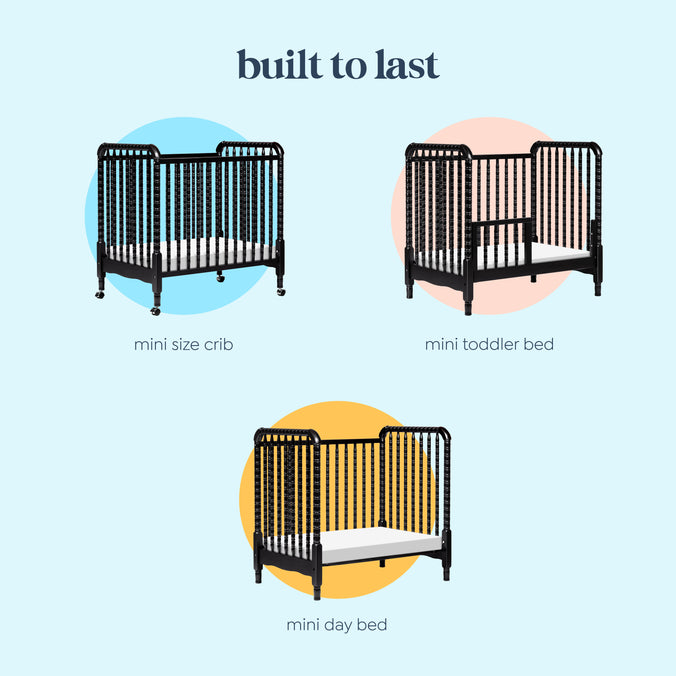 M7398E,DaVinci,Jenny Lind 3-in-1 Convertible Mini Crib in Ebony