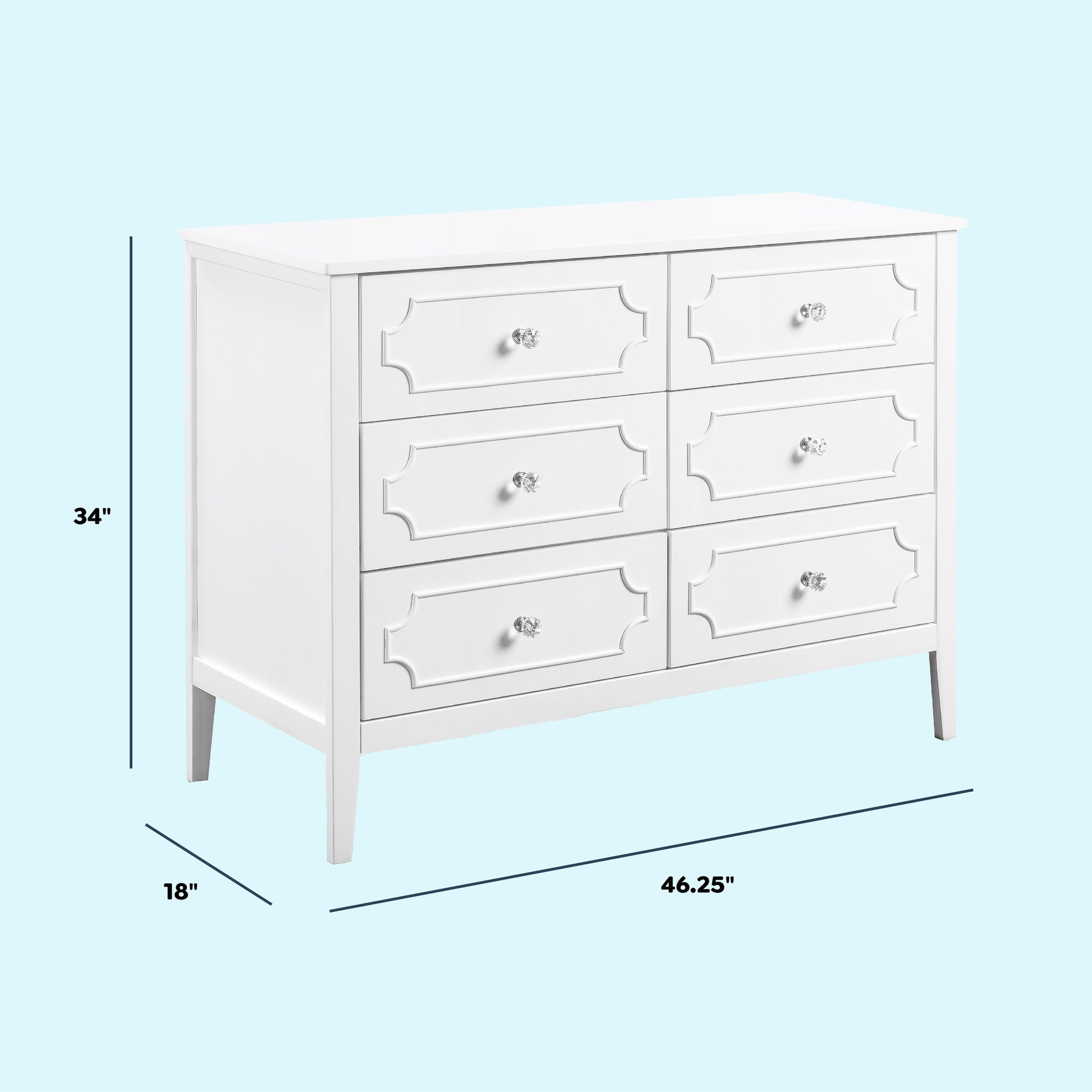 M11426W,DaVinci,Chloe Regency 6-Drawer Dresser in White