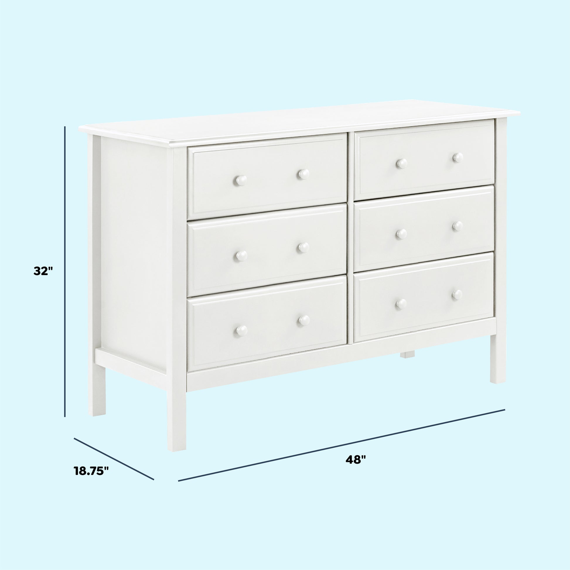 M5966W,DaVinci,Jayden 6-Drawer Double Wide Dresser in White Finish