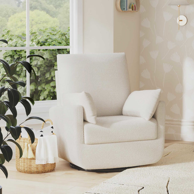 M24587WB,DaVinci,Juno Swivel Glider in Ivory Boucle