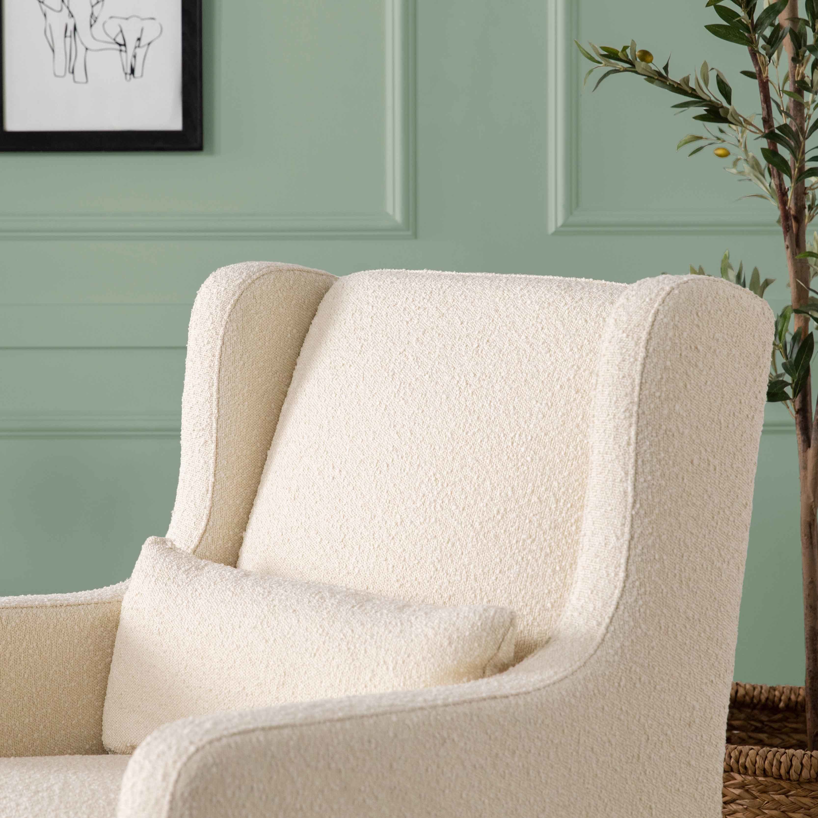 Carter s Adrian Swivel Glider with Storage Ottoman Ivory Boucle fabric DaVinci Baby