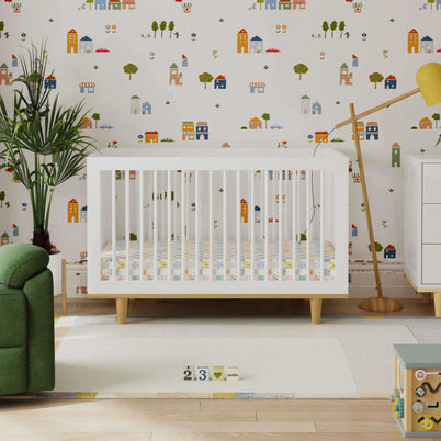 W4901WN,DaVinci,Marley 3-In-1 Convertible Crib in White Finish and Natural Legs