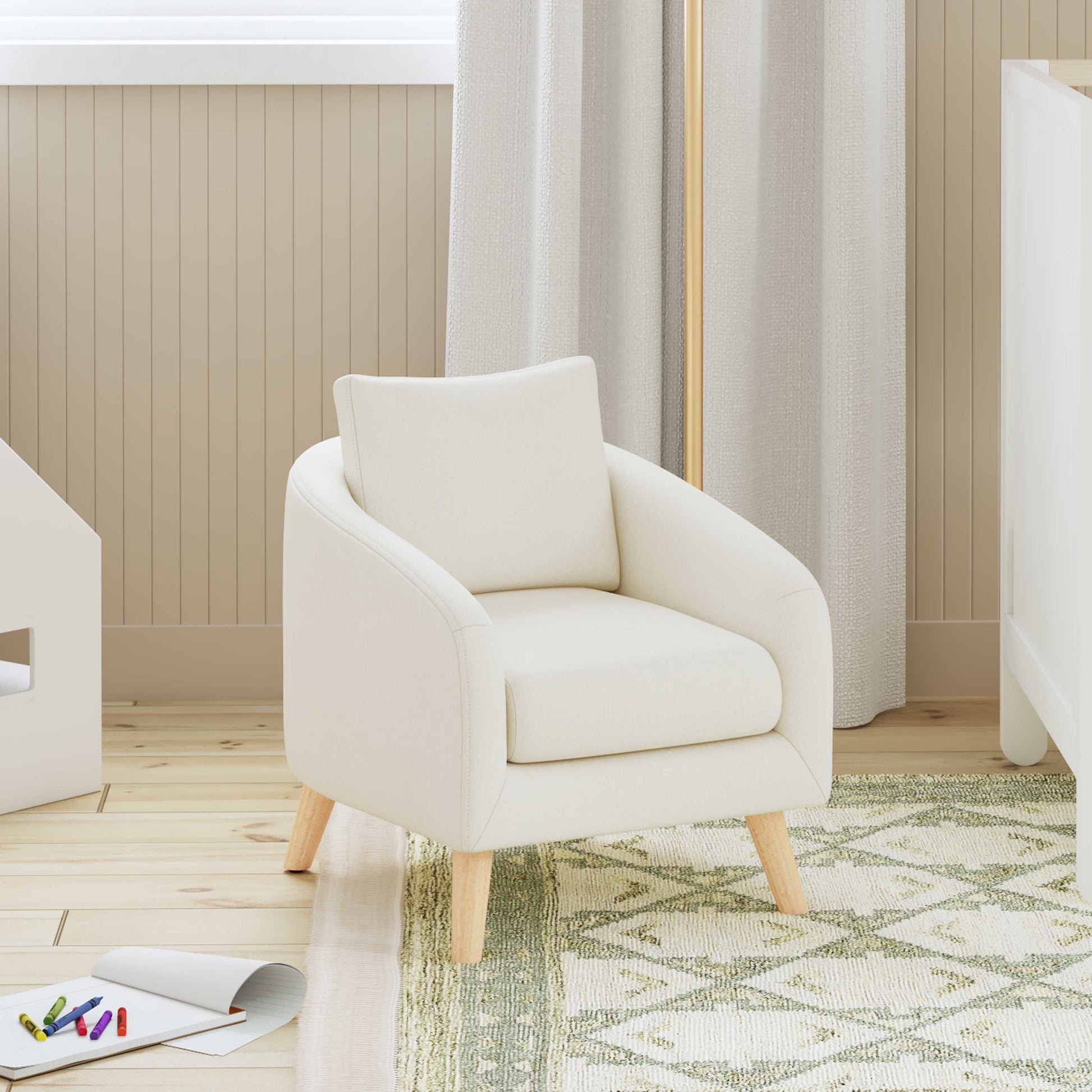 M30703VNLF,DaVinci,Nina Kids Chair in Vanilla with Light Wood Feet