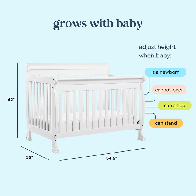 M5501W,DaVinci,Kalani 4-in-1 Convertible Crib in White Finish