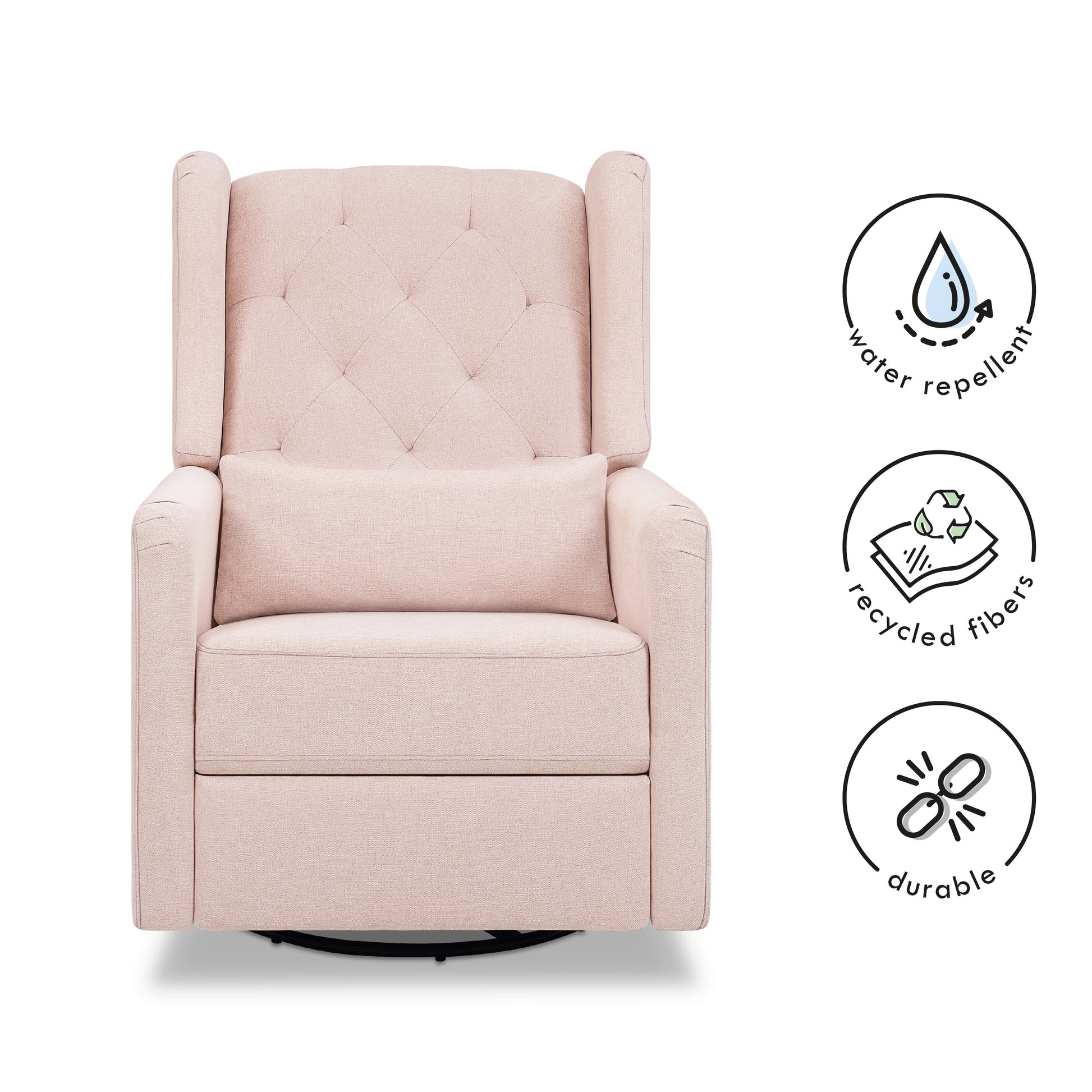 M22487PBPEW,DaVinci,Everly Recliner in Performance Pale Blush Pink Eco-Weave