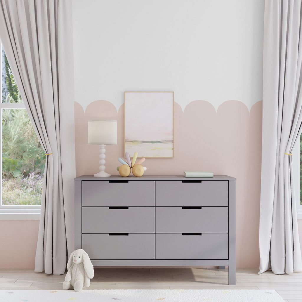 F11926G,Colby 6-Drawer Double Dresser in Grey Finish