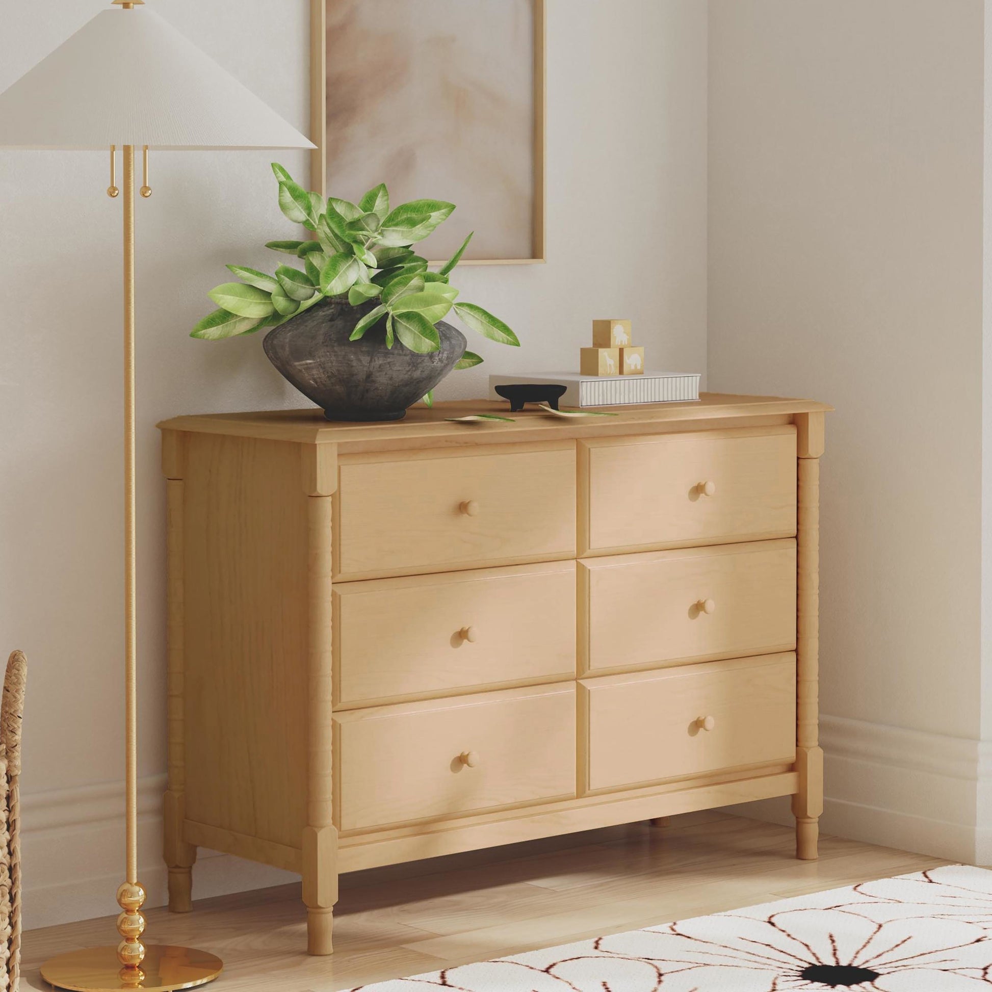 M7326HY,DaVinci,Jenny Lind Spindle 6-Drawer Dresser in Honey