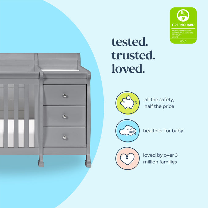 M5582G,DaVinci,Kalani 4-in-1 Convertible Crib & Changer in Grey