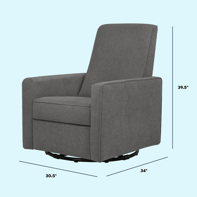 M10887GY,DaVinci,Piper Recliner in Dark Grey Finish w/Dark Grey Piping