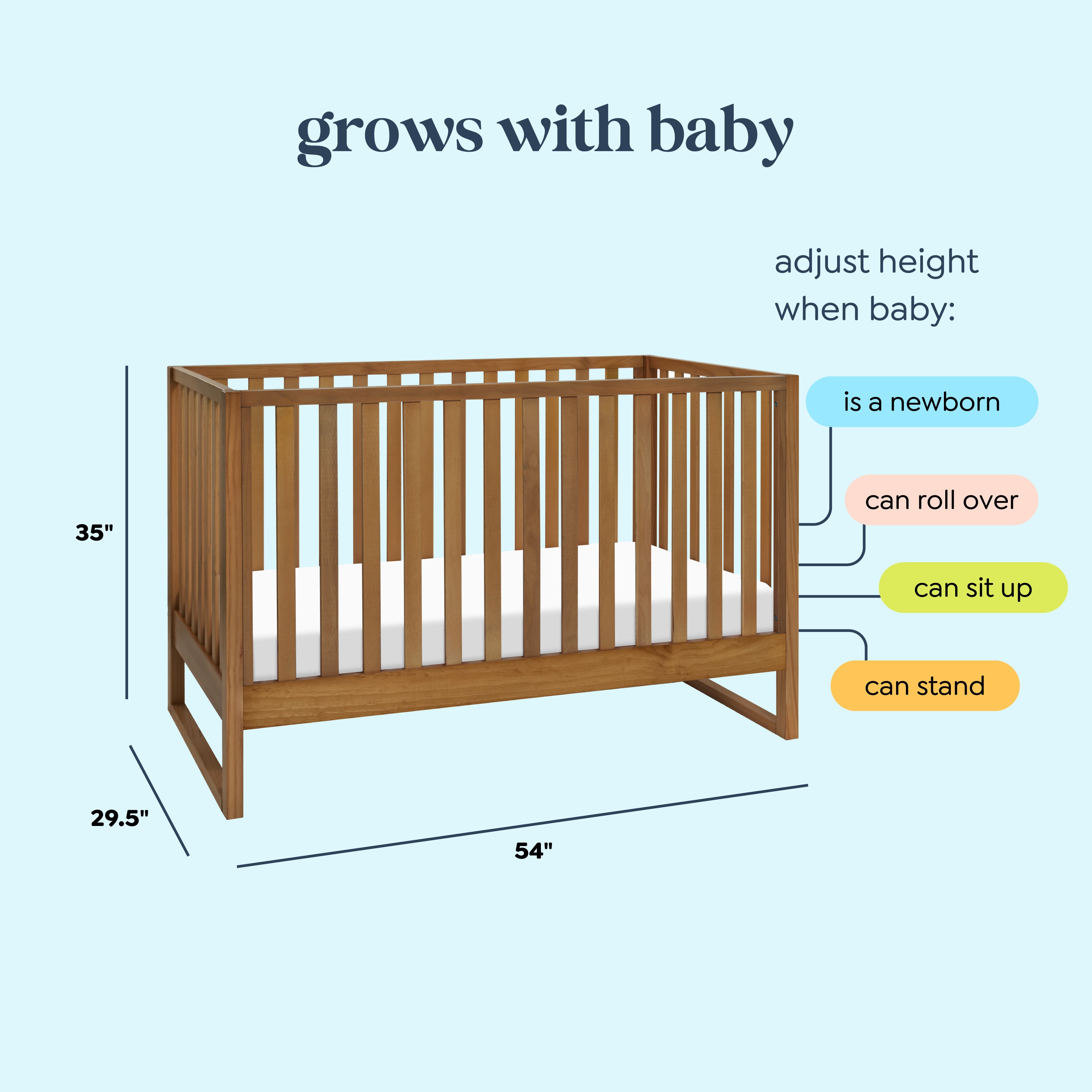 How tall is a standard crib best sale