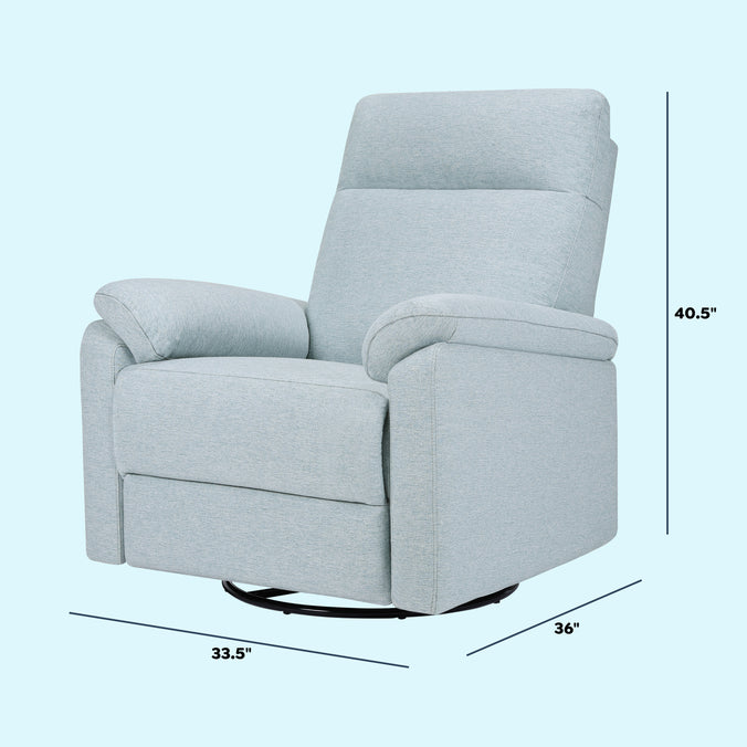 M24387HBL,DaVinci,Suzy Swivel Recliner in Heathered Blue