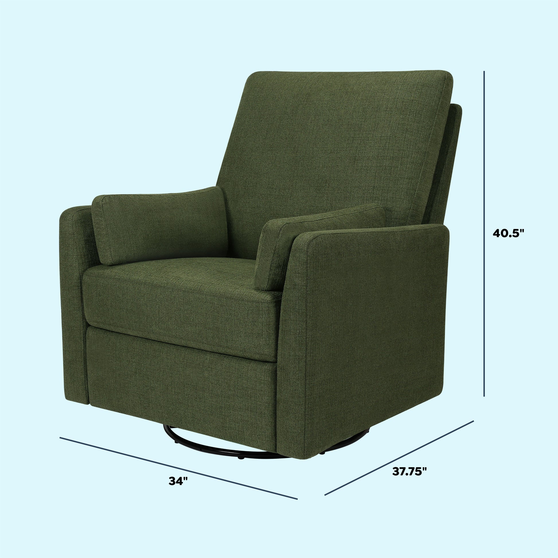 F24687PFGL,Carter's,Ethan Swivel Recliner in Performance Forest Green Linen