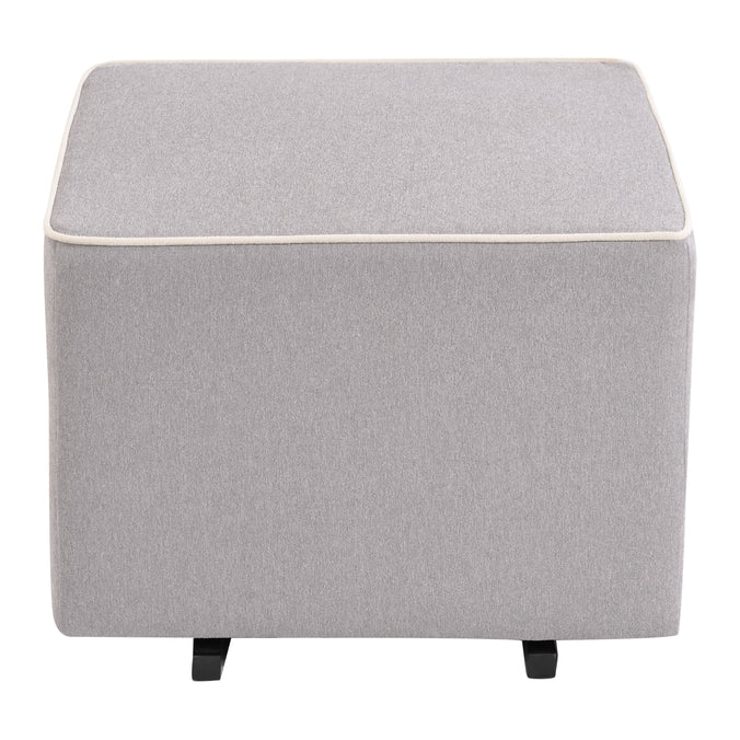 M13985GCM,DaVinci,Davinci Universal Gliding Ottoman in Grey Finish with Cream Piping