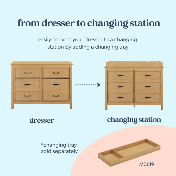 M12826HY,Charlie 6-Drawer Double Dresser in Honey