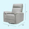 M24388FTG,DaVinci,Suzy Electronic Swivel Recliner in Frost Grey