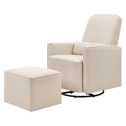 M11687CM,DaVinci,Olive Glider and Ottoman in Cream Finish w/Cream Piping