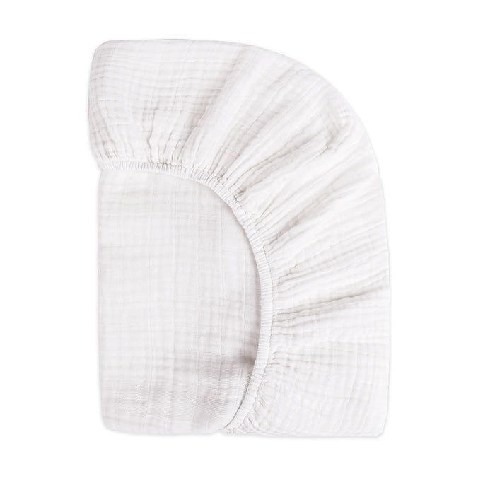 T29436,Babyletto,Plain White Muslin Mini Crib Sheet in GOTS Certified Organic Cotton