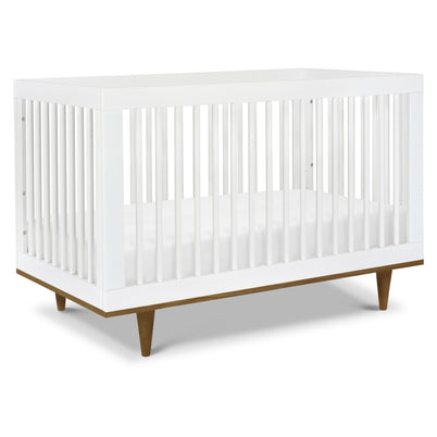 W4901WL,DaVinci,Marley 3-In-1 Convertible Crib in White Finish and Walnut Legs