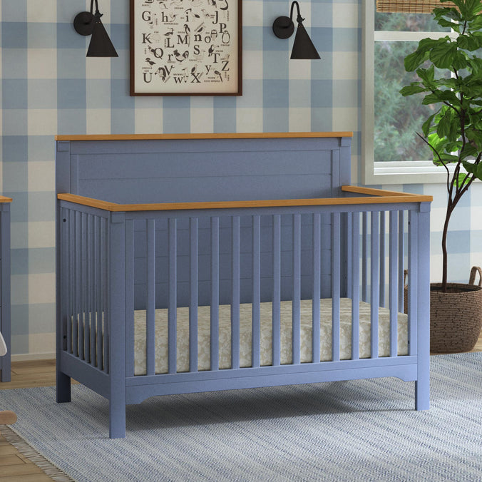 M27201CVBHY,DaVinci,Shea 4-in-1 Convertible Crib in Cove Blue and Honey
