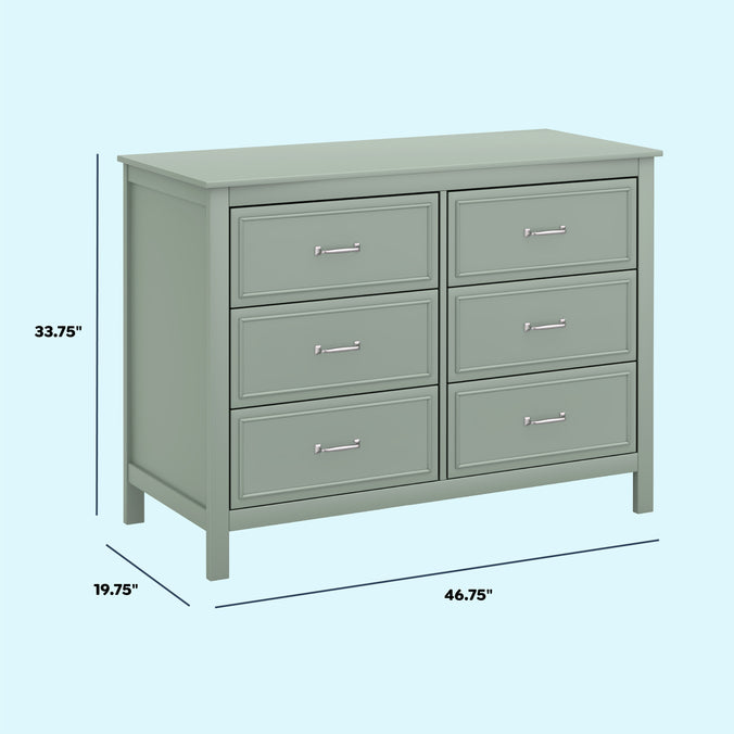 M12826LS,DaVinci,Charlie 6-Drawer Double Dresser in Light Sage