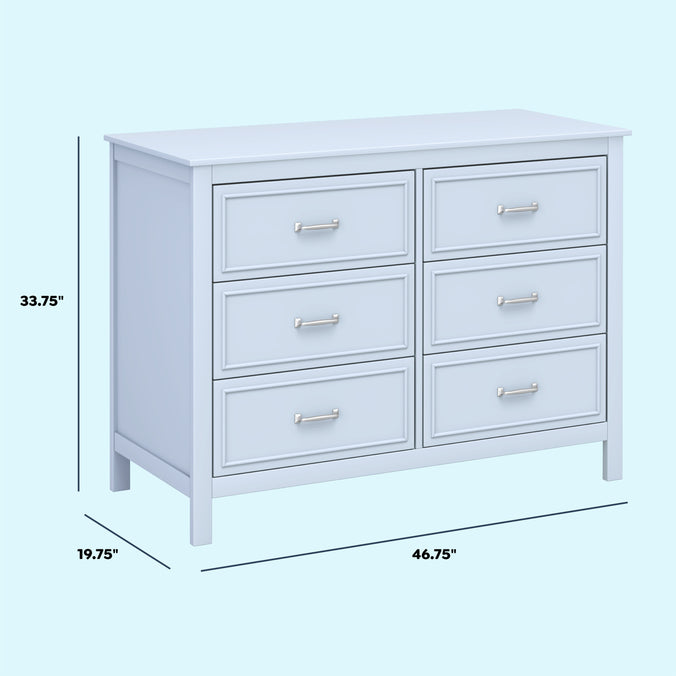 M12826PB,DaVinci,Charlie 6-Drawer Double Dresser in Powder Blue