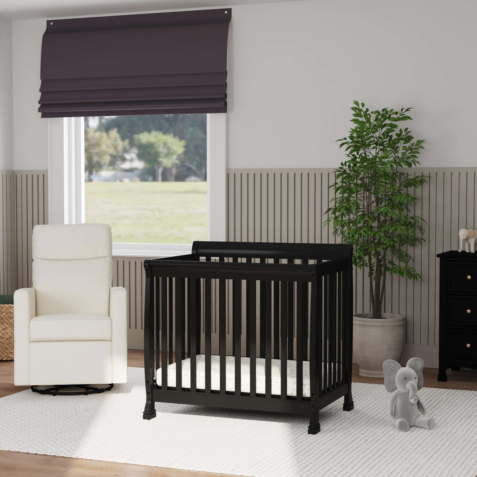 M5598E,DaVinci,Kalani 4-in-1 Convertible Mini Crib in Ebony