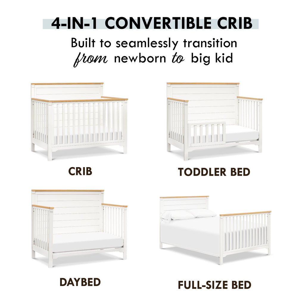 M27201RWHY,Shea 4-in-1 Convertible Crib in Warm White and Honey