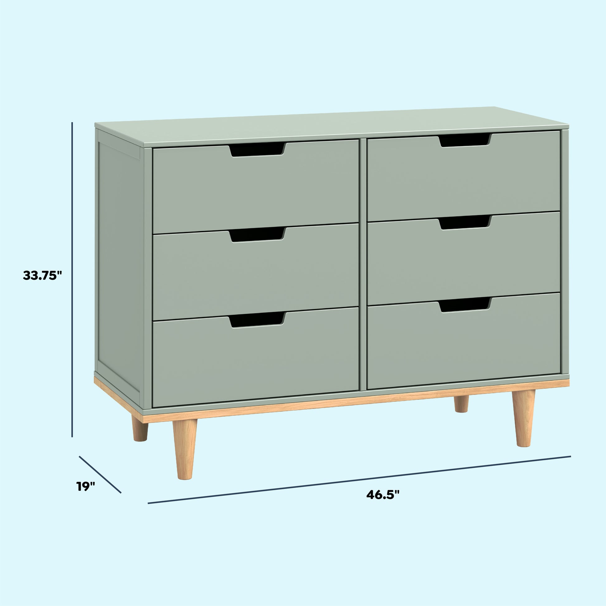 W4926LSHY,Marley 6-Drawer Double Dresser in Light Sage & Honey