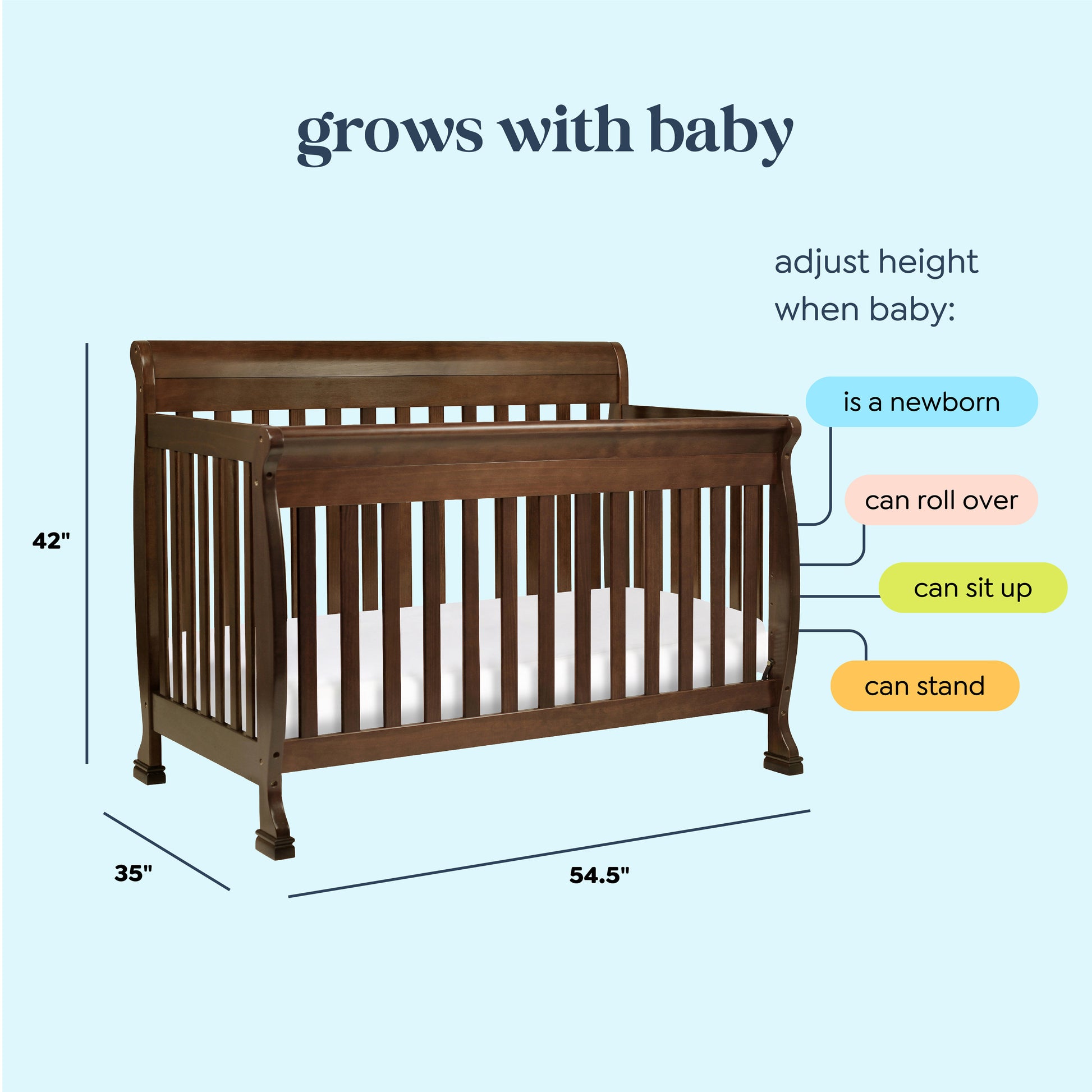 M5501Q,DaVinci,Kalani 4-in-1 Convertible Crib in Espresso Finish