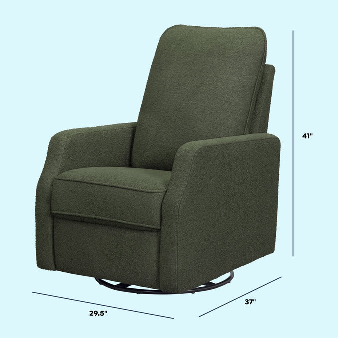 M33187COB,DaVinci,Lucas Pillowback Swivel Recliner in Cozy Olive Boucle