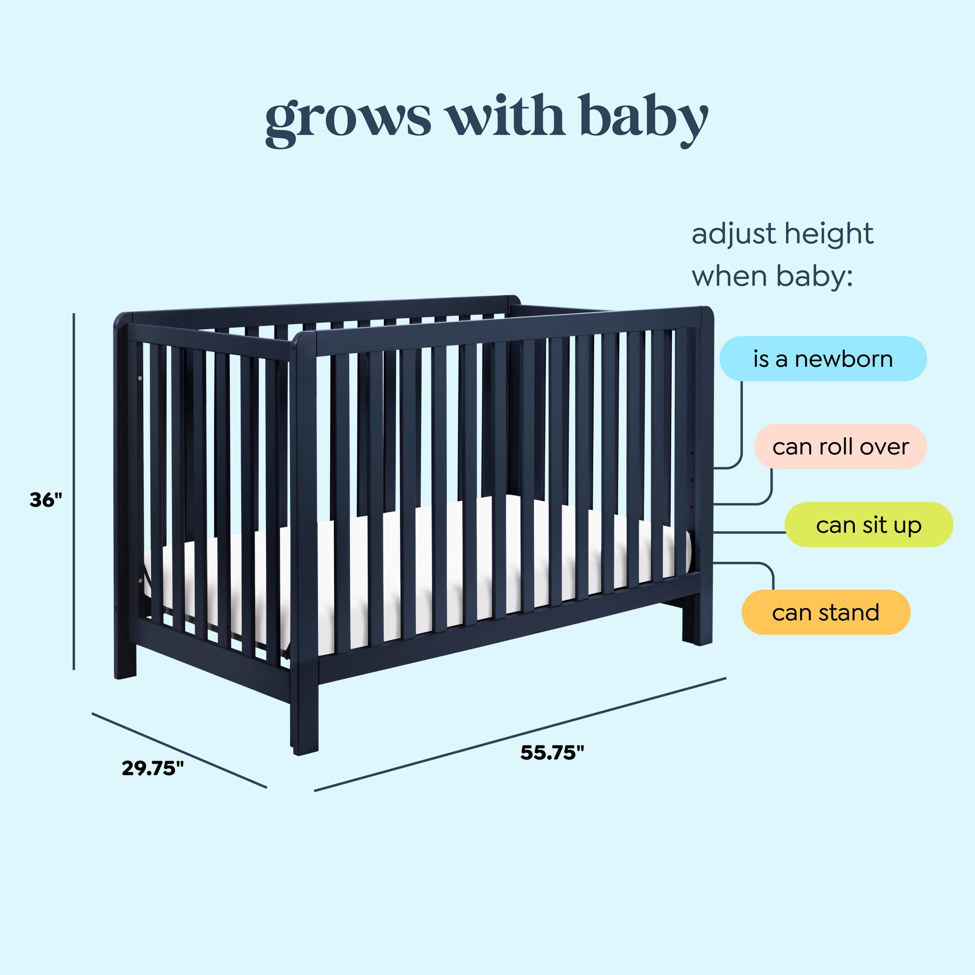 F11901V,Carter's,Colby 4-in-1 Low-profile Convertible Crib in Navy