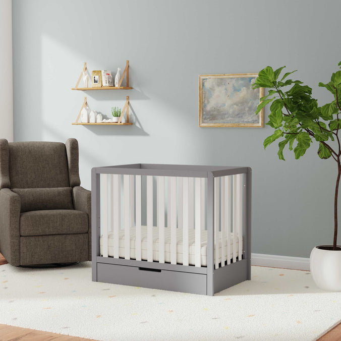 F11981GW,Carter's,Colby 4-in-1 Convertible Mini Crib w/ Trundle in Grey and White