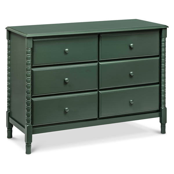 M7326W,Jenny Lind Spindle 6-Drawer Dresser in White Forest Green