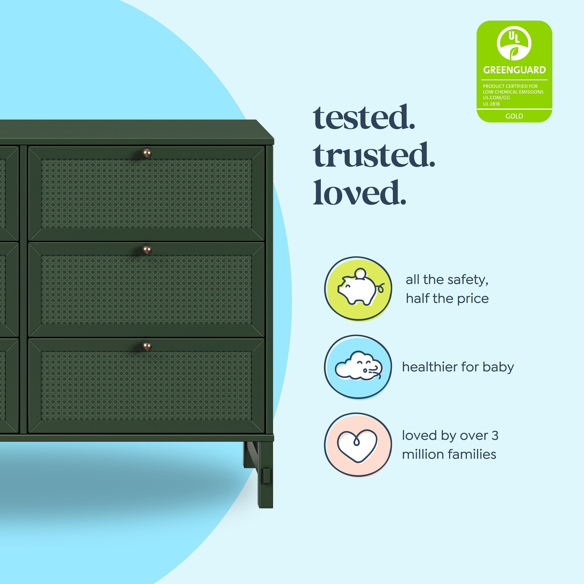 M24926FRGR,DaVinci,Margot 6-Drawer Dresser in Forest Green