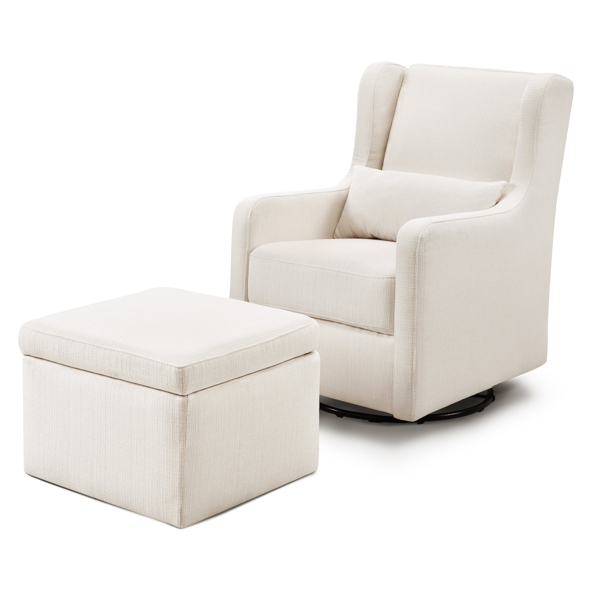 F18787PCM,Carter's,Adrian Swivel Glider with Storage Ottoman in Performance Cream Linen