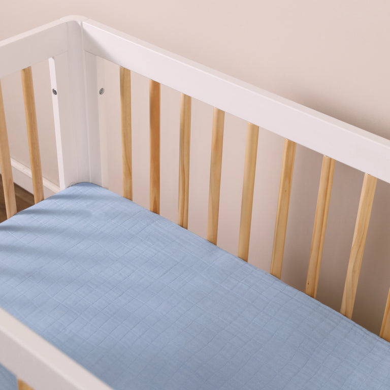 Mini Crib Sheet in GOTS Certified Organic Muslin Cotton