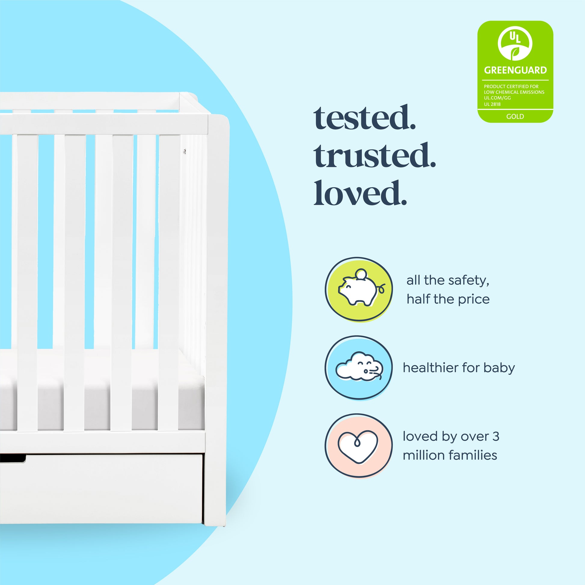 F11981W,Carter's,Colby 4-in-1 Convertible Mini Crib w/ Trundle in White