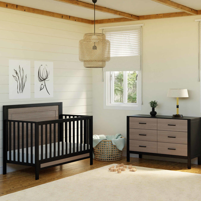 F23201ECWD,Carter's,Radley 4-in-1 Convertible Crib in Ebony & Coastwood