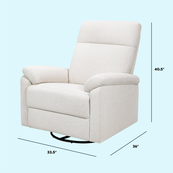 M24387FCS,DaVinci,Suzy Swivel Recliner in Fog Chatham Stripe Performance Eco-Weave