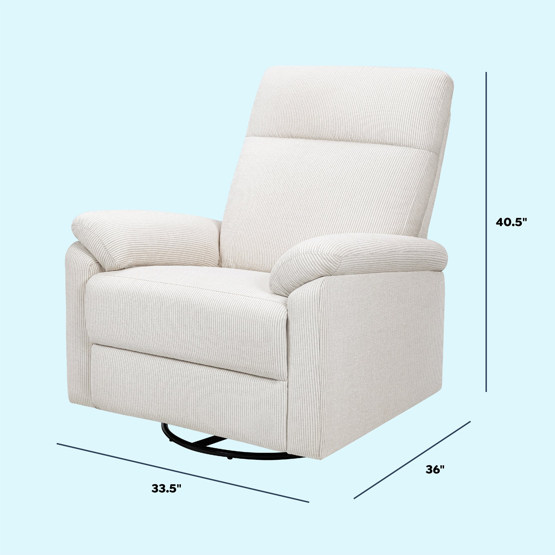 M24387FCS,DaVinci,Suzy Swivel Recliner in Fog Chatham Stripe Performance Eco-Weave