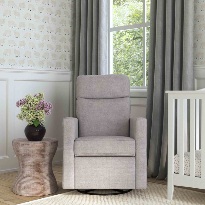 M19787MIG,DaVinci,Gabby Pillowback Swivel Glider in Misty Grey