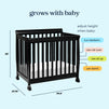 M5598E,DaVinci,Kalani 4-in-1 Convertible Mini Crib in Ebony